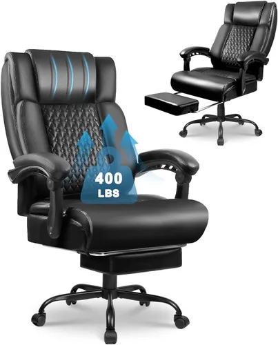 Vista 10 de OFIKA Silla ejecutiva de oficina resistente, reposabrazos abatible, acolchado, silla de juegos de computadora, silla de escritorio de piel