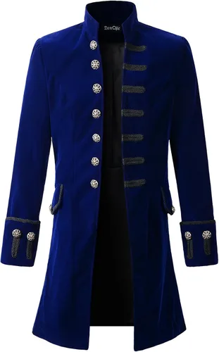 Vista 5 de Chamarra de hábito de estilo victoriano, steampunk y gótico de terciopelo para hombre