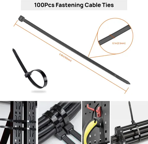 Vista 7 de Kit de organización de cables, 4 fundas para cables, 28 clips autoadhesivos, 29 soportes para cables, 10+2 rollos de correas organizadoras de cables