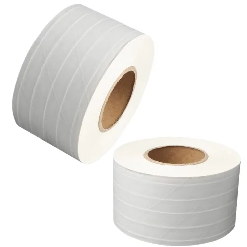 Vista 6 de Paquete de 2 cintas activadas por agua de 300 pies x ancho 2.4 pulgadas de ancho, cinta de papel kraft reforzada de fibra de vidrio reciclable Marrón