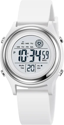 Vista 21 de Relojes digitales para mujer, pantalla LED, correa de silicona, reloj militar, multifunción, impermeable, alarma, cronómetro, retroiluminación LED