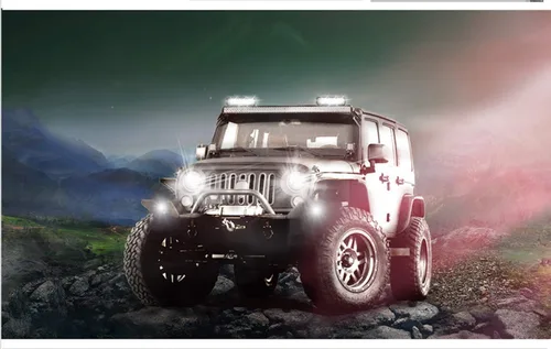 Vista 5 de Barra de luz de inundación todoterreno de 6 pulgadas para Jeep, camión, conducción, vehículos todoterreno - Tira de luz LED antiniebla resistente al