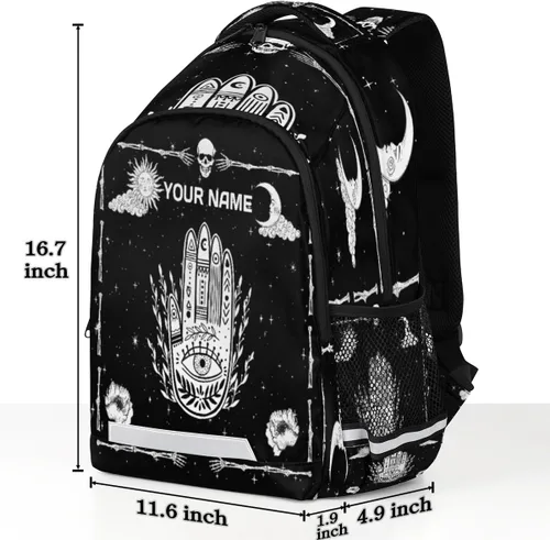 Vista 2 de FZDXZJJ Custom Name Backpack for Boys Girls Teens Space Skull Personalized 16 Inch Kids Backpack Galaxy Moon Middle Schoolbag Primary Elementary