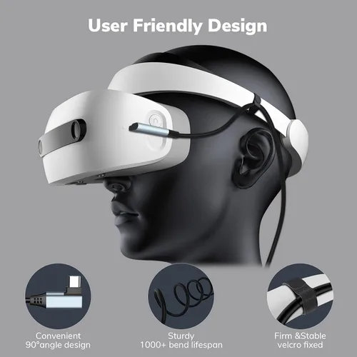 Vista 7 de RUIZHI 10Ft Link Cable for Oculus Quest 2Pico 4 VR Accessories PC Steam, High Speed Data Transfer Cord, USB 3.0 to USB C Cable for VR Headset Gaming