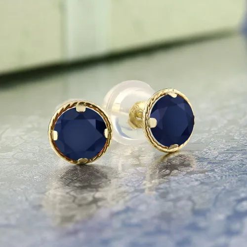 Vista 32 de Gem Stone King Aretes redondos de oro amarillo de 14 quilates con piedra natal Redondos de 0.157 in Aretes de oro para mujeres y hombres