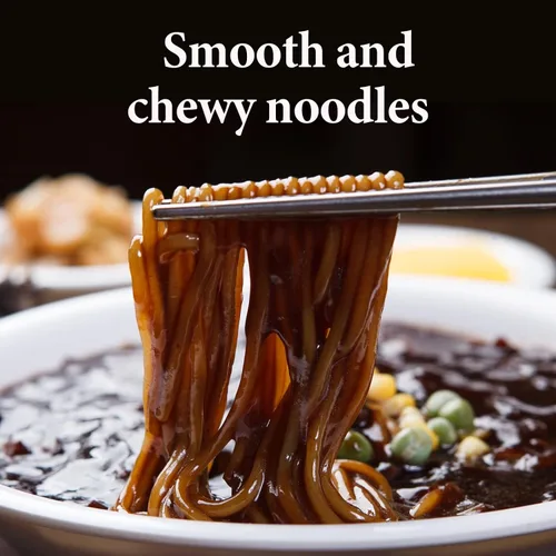 Vista 5 de Wang Jjajangmyeon - Tazón instantáneo de fideos de frijoles negros, salsa de frijoles negros dulces y salados, fideos masticables gruesos, listo