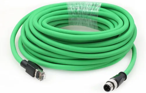 Vista 7 de Cable de red Ethernet para lector de código de barras Sick Keyence SR1000 Matriz de escáner Datalogic 210N 300N 450 DS5110, M12 4 pines codificado