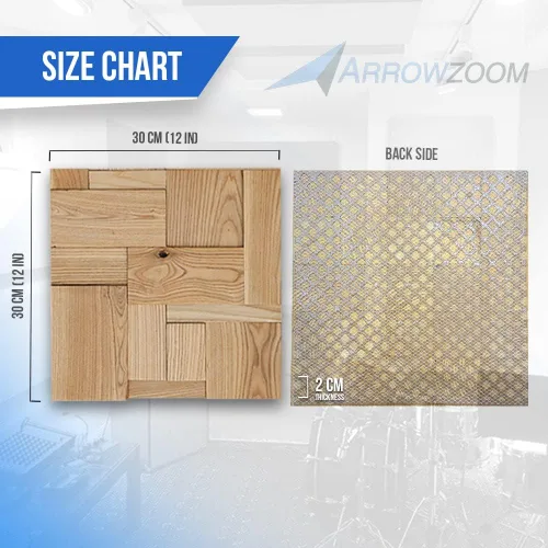 Vista 4 de Arrowzoom 1 Panel de arte de pared de madera de Finlandia de alto grado estilo bloque estético Difusor de sonido acústico STC 27 Home Studio