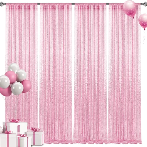 Vista 13 de 2 paneles de cortinas de fondo de lentejuelas verdes de 8 pies, cortinas de fondo de fotografía con purpurina para decoración de Navidad, boda