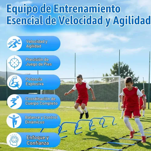 Vista 7 de Agility Ladder,Soccer Training Equipment Set,Speed & Agility Training Azul