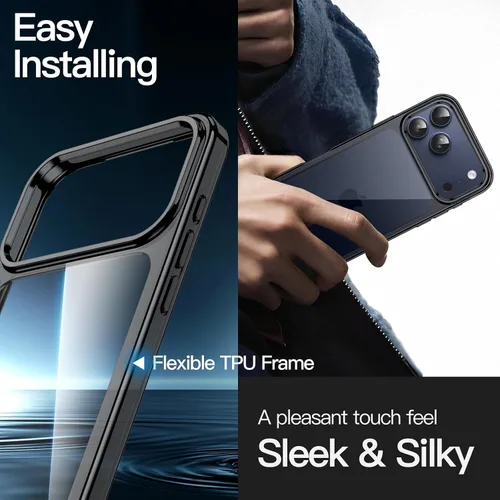Vista 6 de JETech Funda para iPhone 17 Pro de 6.3 pulgadas, no amarillenta a prueba de golpes, parte trasera transparente antiarañazos (negro)