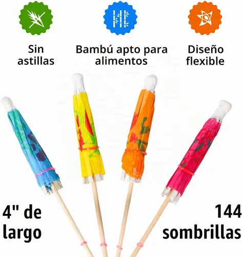 Vista 2 de KingSeal Sombrilla palillos de cóctel, 4 pulgadas, colores variados, Casual, 4 pulgadas, Variados