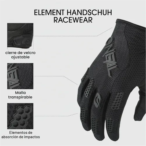 Vista 2 de Guante O'NEAL Element para hombre de carreras, negro, talla 11