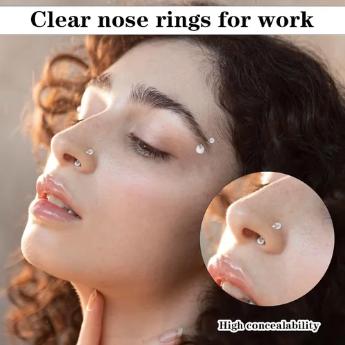 Vista 6 de 36 piezas de retenedores transparentes para cirugía, trabajo de plástico Bioflex, anillos de nariz, anillos para vientre, tabique, cejas, labios