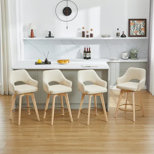 Vista 11 de Zesthouse Juego de 2 taburetes giratorios para mostrador, taburetes de bar de altura de mostrador de madera con respaldo y brazo, taburetes de bar