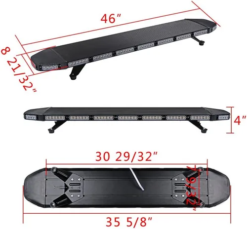 Vista 2 de CORP - Barra de luz estroboscópica de emergencia de 46 pulgadas con 108 LED y 4 luces estroboscópicas intermitentes de 4 LED, caja de control