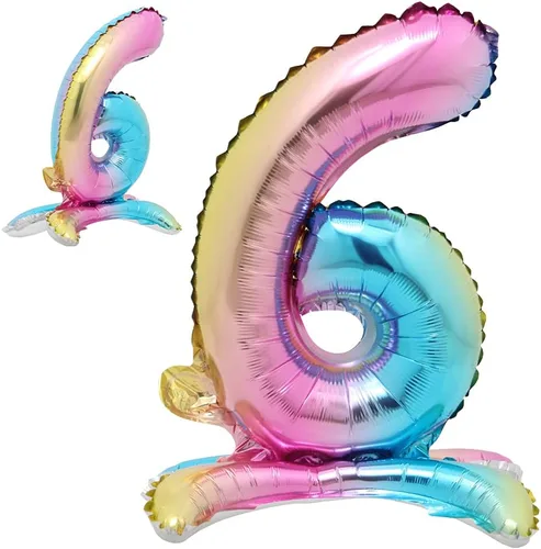 Vista 10 de Globos de helio de 40 pulgadas con degradado arcoíris de pie, colorido, tamaño grande, globos de helio para fiesta de cumpleaños, decoración
