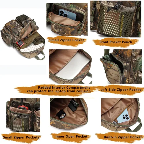 Vista 4 de TIANHAOPUJU - Mochila táctica de camuflaje para adolescentes y hombres, PVC resistente al agua para caza al aire libre, senderismo, pesca, viajes