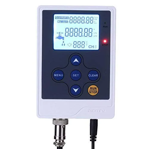 Vista 2 de DIGITEN Medidor de control de flujo de agua con pantalla LCD, controlador cuantitativo de líquidos + medidor de flujo de combustible G3/8 pulgadas