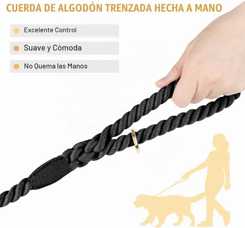 Vista 3 de Correa de perro de cuerda hecha a mano de 5 pies para perros