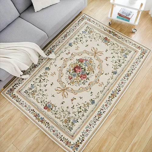 Vista 23 de UKELER Tapete antideslizante para puerta, alfombras de acento modernas para entrada, estilo romántico campestre americano, alfombras de algodón
