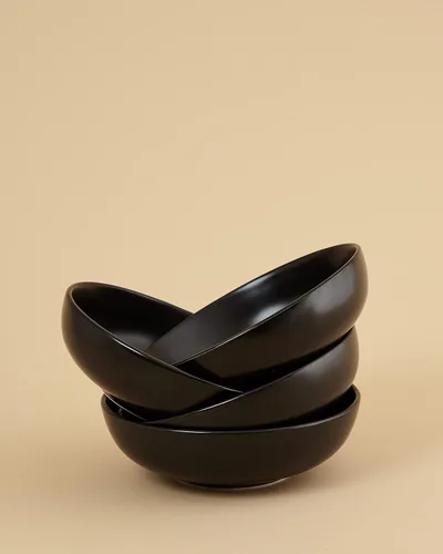 Vista 4 de Euro Ceramica Euro Essential Collection - Juego de vajilla de 16 piezas, servicio para 4, color negro mate sólido