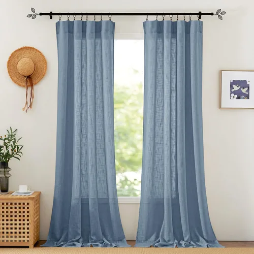 Vista 102 de RYB HOME - Cortinas de lino texturizado semitranslúcidas, privacidad media, filtro de luz, decoración de ventana para dormitorio/baño/sala de estar