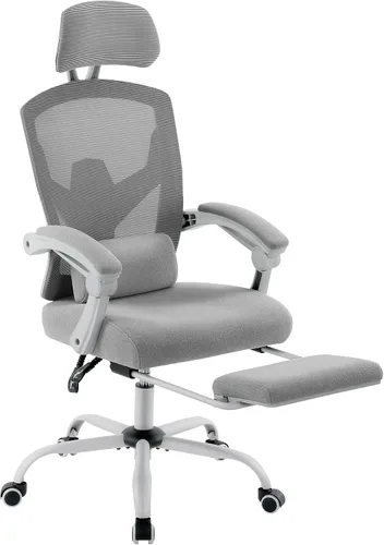 Vista 10 de Silla ergonómica de oficina, silla de escritorio de malla con respaldo alto para computadora con soporte lumbar y ruedas, silla giratoria ajustable