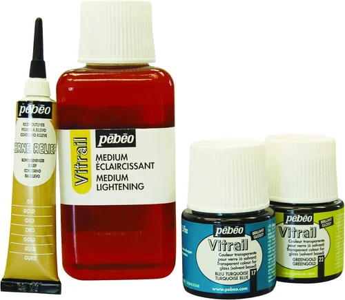 Vista 5 de Pebeo Vitrail, pintura efecto vitral, botella de 8.5 fl oz, color azul oscuro