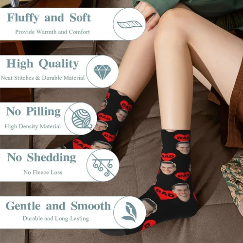 Vista 4 de Calcetines personalizados con foto facial, calcetines divertidos personalizados para hombres y mujeres, regalos personalizados para el día de San