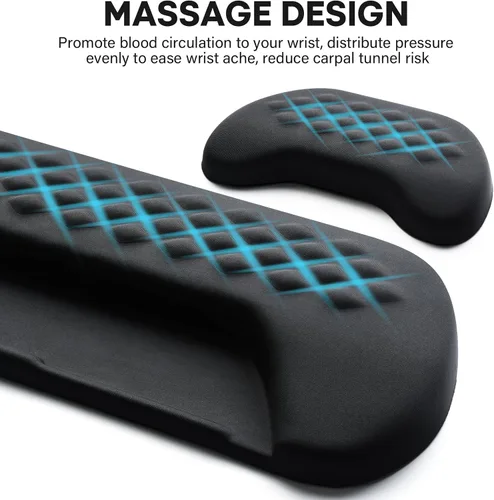 Vista 3 de JIKIOU Wrist Rest for Keyboard and Mouse, Soft Memory Foam Wrist Rest Black 02púrpura