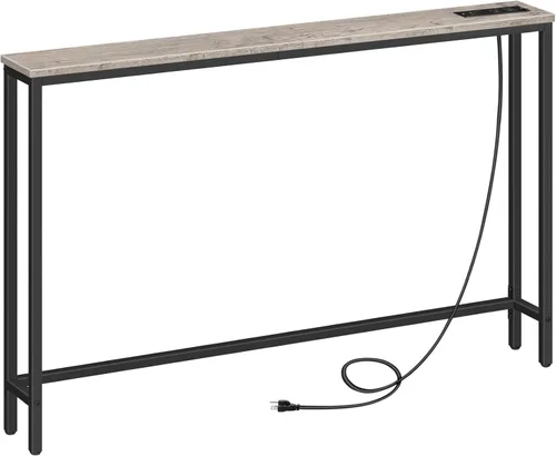 Vista 11 de HOOBRO - Mesa de consola delgada de 47.2", con tomas de corriente, mesa detrás del sofá de 5.9" con estación de carga, mesa de sofá estrecha, mesa