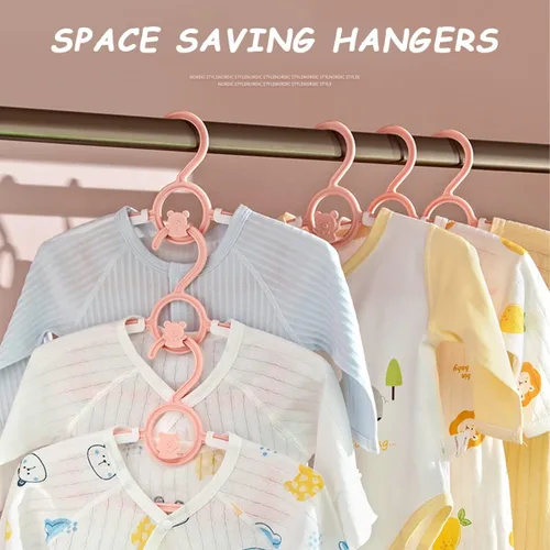 Vista 13 de Perchas de bebé para armario de guardería, paquete de 40 perchas de plástico para niños, ahorro de espacio, antideslizantes, extensibles, para niños