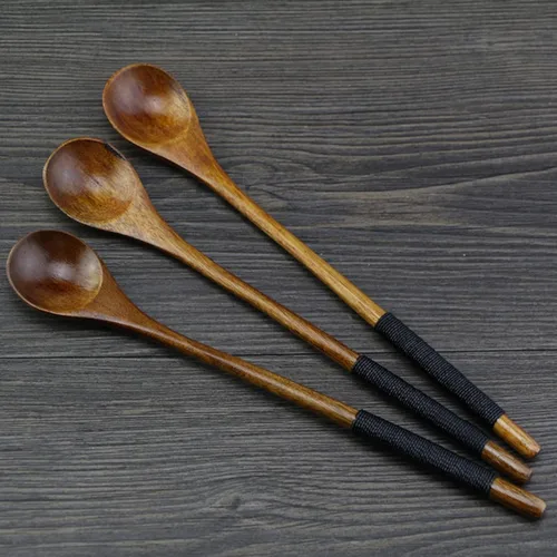 Vista 3 de Cucharas pequeñas de madera, cucharas pequeñas para sopa cucharas de servir, cucharadita de madera para café, té, mermelada, sales de baño, postre