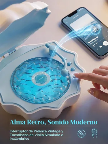 Vista 6 de Proyector de Luz de Olas del Océano, Luz Nocturna de Concha con Altavoz Bluetooth Integrado, Control Remoto, Ruidos Blancos para Decoración del Azul
