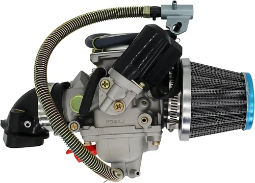 Vista 8 de Carburador de 150cc con colector de admisión de filtro de aire para motores GY6 de 4 tiempos 150cc 125cc 152QMJ 157QMJ Motores Choke eléctrico