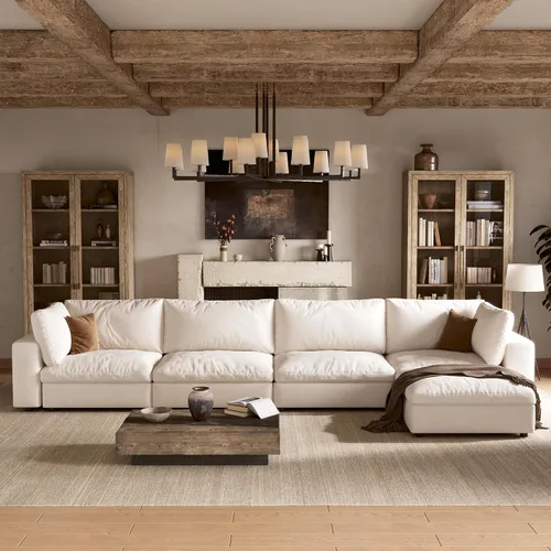 Vista 12 de Sofá modular Cloud de 110 pulgadas con funda lavable, sofá modular de asiento profundo para sala de estar, sofá modular de gran tamaño con almohada