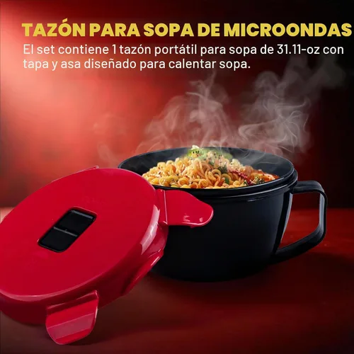 Vista 2 de MATICAN Tazón de sopa para microondas con tapa, taza de sopa con tapa, recipientes de microondas para fideos ramen, sopa, bebidas, 31.11 onzas