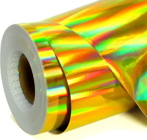 Vista 7 de DECO65 Vinilo adhesivo holográfico cromado dorado para manualidades (6 pies x 1 pie)