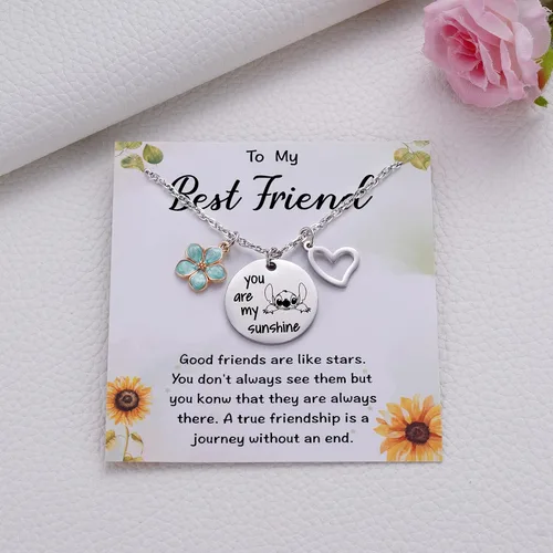 Vista 6 de MIXJOY Stitch Gifts You are My Sunshine Collar y tarjeta de mensaje para esposa, mamá, hermana, novia, mejor amiga, cumpleaños
