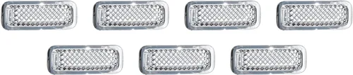 Vista 7 de Rejilla frontal de malla para rejilla decorativa compatible con Jeep Patriot 2011-2016, ABS cromado, 7 piezas cromo a