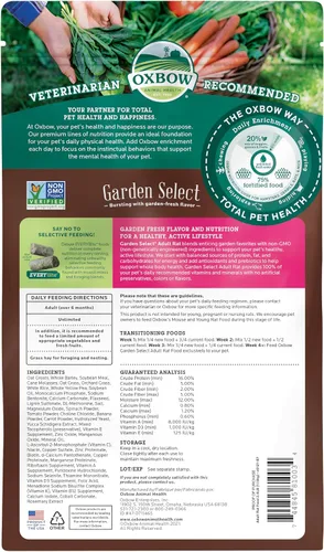 Vista 2 de Oxbow Animal Health Garden Select - Alimento para ratas adultos, receta inspirada en el jardín para ratas adultas, sin OMG, fabricado en los Estados