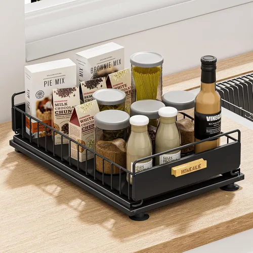 Vista 9 de Organizador bajo el fregadero, Organizador de 2 niveles alto y ajustable bajo el fregadero de la cocina, estante de almacenamiento multiuso