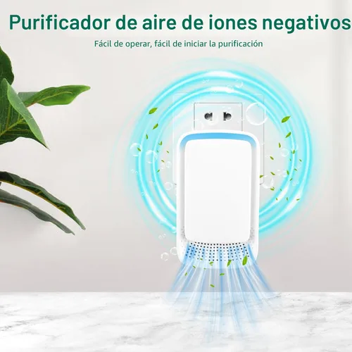 Vista 2 de Purificador de aire iónico enchufable (4), ionizador de aire doméstico, purificador de aire silencioso sin filtro, purificador de aire silencioso