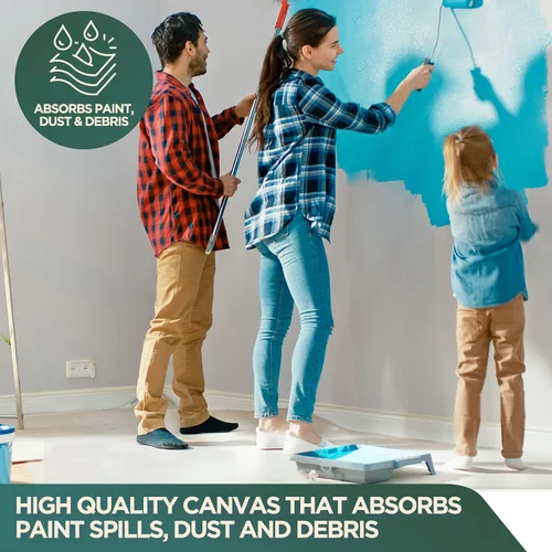 Vista 3 de CCS - Tela de lona para pintar, lona de algodón resistente para cortinas, manteles, telones de fondo, cubierta de suelo lavable y reutilizable