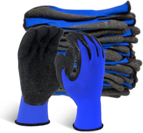 Vista 17 de Evridwear - Guantes de trabajo de látex arrugado con revestimiento de mano para seguridad, para hombres y mujeres, uso general, multiusos