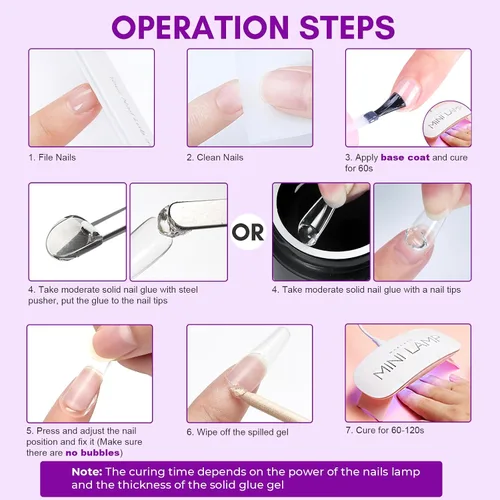 Vista 7 de Makartt Gel de pegamento sólido para uñas: pegamento de uñas de gel extra fuerte para uñas a presión y puntas falsas, pegamento de uñas fuerte