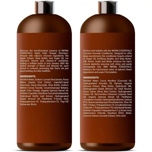 Vista 8 de Champú y acondicionador de vinagre de sidra de manzana, sin sulfato, para hombres y mujeres, champú para el cuero cabelludo con acondicionador