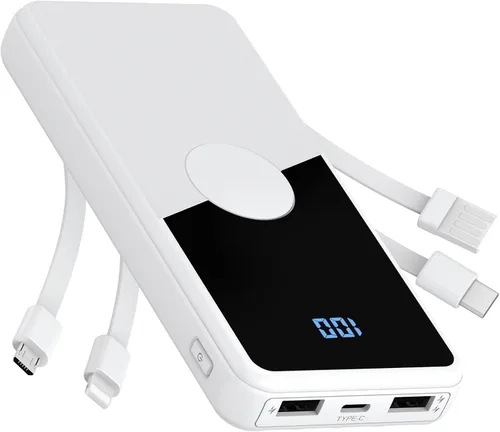 Vista 9 de Cargador portátil con cables integrados, batería de alta velocidad de 10000 mAh, paquete de batería de viaje, 5 salidas, 3 entradas, cargador