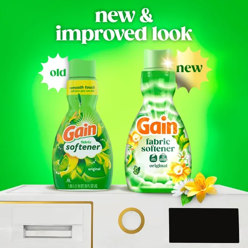 Vista 2 de Gain Suavizante líquido para ropa, aroma original, 35 fl oz líq., 48 lavados, Toque suave - suavidad que puedes sentir